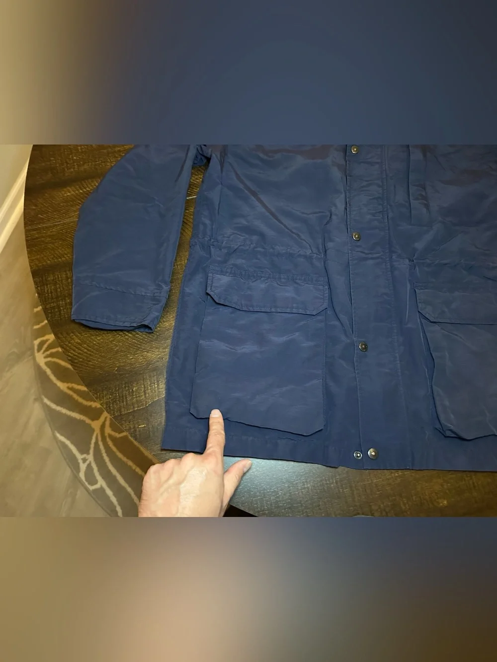 VTG Woolrich Men's Nylon Solid Blue Coat Full Zip Jacket-Large - Picture 5 of 14